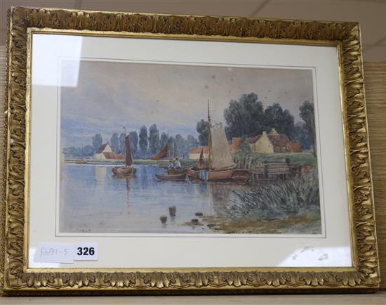 George Sheffield Jnr, watercolour, river landscape, signed and dated 1874, 9 x 14in.